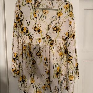 Free People Floral Deep V-Neck Women's Top